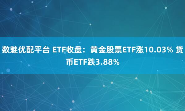 数魅优配平台 ETF收盘：黄金股票ETF涨10.03% 货币ETF跌3.88%